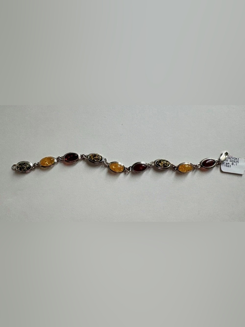 Multicolor Oval Amber Stone Bracelet NWT